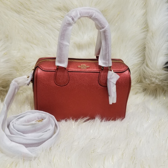 Coach Handbags - Coach Red Satchel with Double Handles and Structured Design